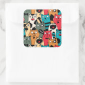 Sticker Carré La foule des chats (Sac)