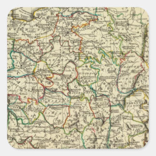 Sticker Carré La France avec des frontières décrites