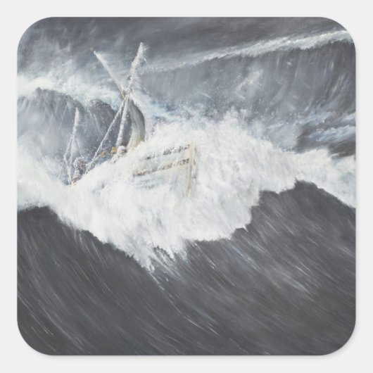 Sticker Carré La gigantesque vague (Devant)
