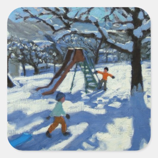 Sticker Carré La glissière en hiver Bourg St Moritz (Devant)