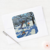 Sticker Carré La glissière en hiver Bourg St Moritz (Enveloppe)