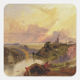 Sticker Carré La gorge d'Avon au coucher du soleil (huile sur le