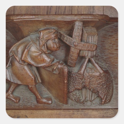 Sticker Carré La gravure d'un meunier, à partir d'un étal de cho (Devant)