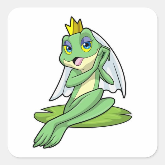 Sticker Carré La grenouille comme mariée au Mariage avec la Cour (Devant)