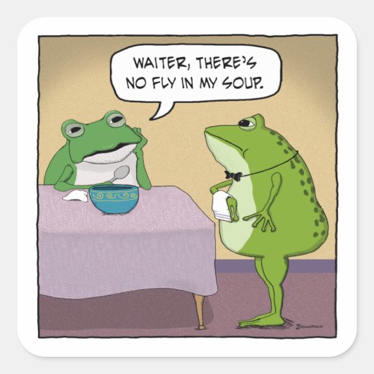 Sticker Carré La grenouille drôle se plaint au sujet d'aucune (Devant)