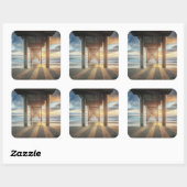 Sticker Carré La Jolla, Scripps's Pier at Sunset | San Diego (Feuille)