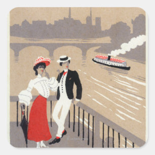 Sticker Carré La La citent la scène d'art déco