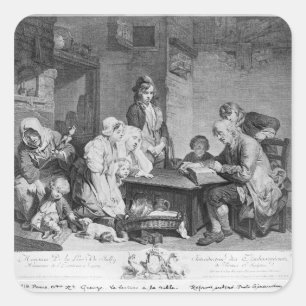 Sticker Carré La lecture de la Bible