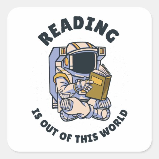 Sticker Carré La lecture est hors de ce monde (Devant)