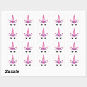 Sticker Carré La licorne rose (Feuille)
