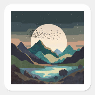 Sticker Carré La Lune Sur Le Lac