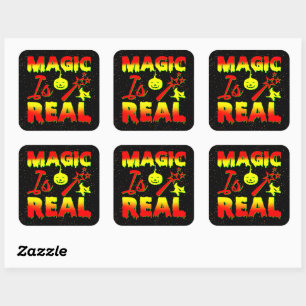 Sticker Carré La magie est une vraie sorcière Citrouille Hallow