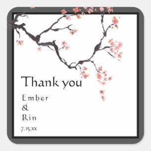 Sticker Carré La montagne Sakura   Mariage frontalier Décontract