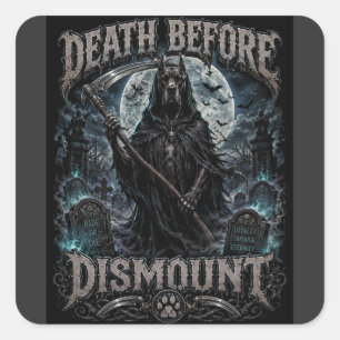 Sticker Carré La mort avant de démonter Grand Danois Faucheur Mo