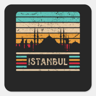Sticker Carré La mosquée Sultan Vintage d'Istanbul