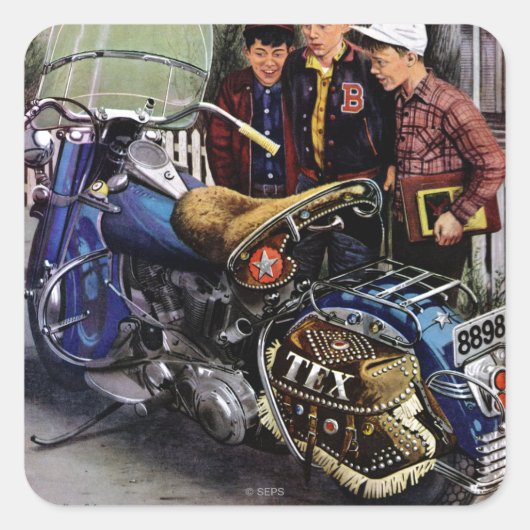 Sticker Carré La moto de Tex (Devant)