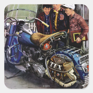Sticker Carré La moto de Tex