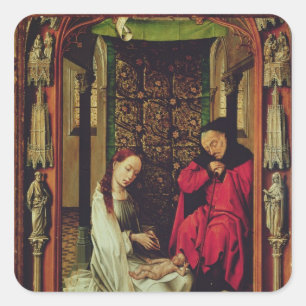 Sticker Carré La Nativité, aile gauche d'un triptyque, c.1496