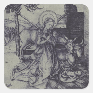 Sticker Carré La Nativité de Noël Stark Ink Art