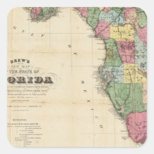 Sticker Carré La nouvelle carte de Drew de l'état de Floride