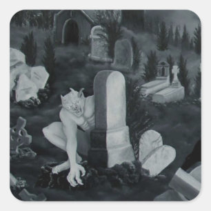 Sticker Carré La Nuit au cimetière