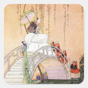 Sticker Carré La nuit de Kay Nielsen dans un jardin chinois