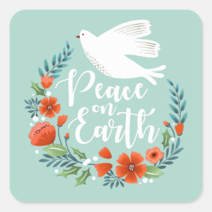 Sticker Carré La paix de la Turquoise colombe blanche sur Terre
