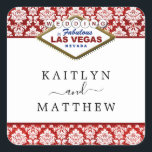 Sticker Carré La Parties scintillant Damask Las Vegas Mariage Co<br><div class="desc">Célébrez en style avec ces stickers de mariage élégants et très tendance. Ce design est facile à personnaliser avec votre libellé d'événement spécial et vos invités seront ravis quand ils reçoivent ces fabuleux autocollants.</div>
