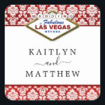 Sticker Carré La Parties scintillant Damask Las Vegas Mariage Co<br><div class="desc">Célébrez en style avec ces stickers de mariage élégants et très tendance. Ce design est facile à personnaliser avec votre libellé d'événement spécial et vos invités seront ravis quand ils reçoivent ces fabuleux autocollants.</div>