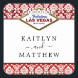 Sticker Carré La Parties scintillant Damask Las Vegas Mariage Co<br><div class="desc">Célébrez en style avec ces stickers de mariage élégants et très tendance. Ce design est facile à personnaliser avec votre libellé d'événement spécial et vos invités seront ravis quand ils reçoivent ces fabuleux autocollants.</div>