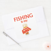 Sticker Carré La Pêche Est Mon Heureuse Heure (Enveloppe)