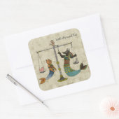 Sticker Carré La pesée du chat de sirène cardiaque (Enveloppe)