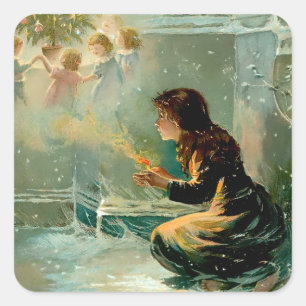 Sticker Carré "La Petite Fille aux Allumettes" par E S Hardy