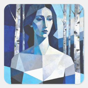 Sticker Carré La Pose de « Caelith » – Un Portrait Abstrait