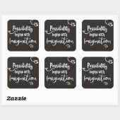 Sticker Carré La possibilité commence le texte de motivation de (Feuille)