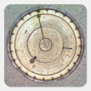 Sticker Carré La première horloge pilotée par des ressorts ave