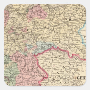 Sticker Carré La Prusse, carte d'états allemands par Mitchell