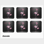 Sticker Carré La Reine A Retraité Classy Chic Flamant rose Rose (Feuille)