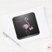 Sticker Carré La Reine A Retraité Classy Chic Flamant rose Rose (Enveloppe)