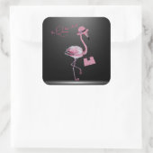 Sticker Carré La Reine A Retraité Classy Chic Flamant rose Rose (Sac)