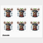 Sticker Carré La Rottie Star de père Noël Antlered ! (Feuille)