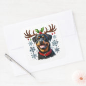 Sticker Carré La Rottie Star de père Noël Antlered ! (Enveloppe)
