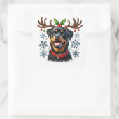 Sticker Carré La Rottie Star de père Noël Antlered ! (Sac)