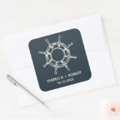 Sticker Carré La roue du navire | Monogramme Mariage (Enveloppe)