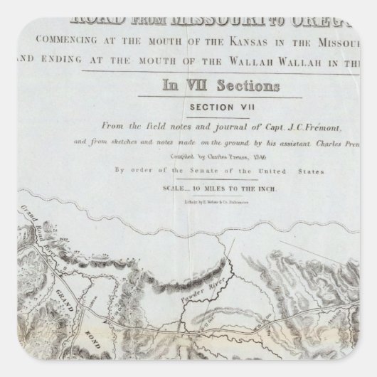 Sticker Carré La route du Missouri à l'Oregon (Devant)