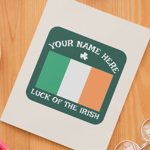 Sticker Carré La Saint-Patrick Drapeau Irlande Nom Personnalisé