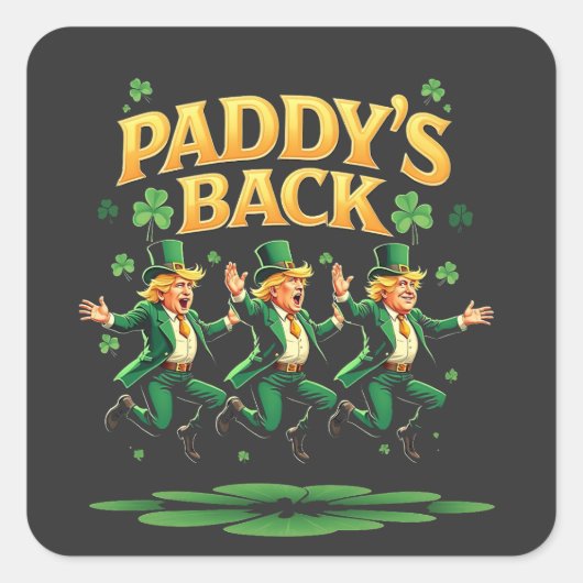 Sticker Carré La Saint-Patrick drôle de retour de Trump Léopard (Devant)