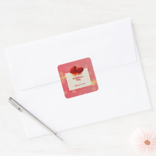 Sticker Carré La Saint-Valentin avec des cœurs rouges - Amour ro