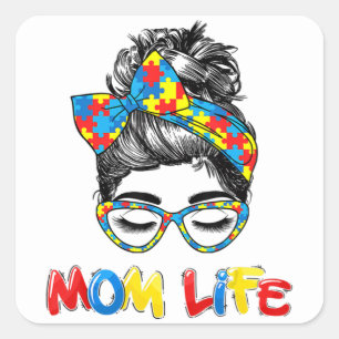 Sticker Carré La Sensibilisation sur l'autisme autiste Maman-Vie