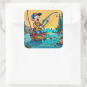 Sticker Carré La surprise d'un jeune pêcheur (Sac)